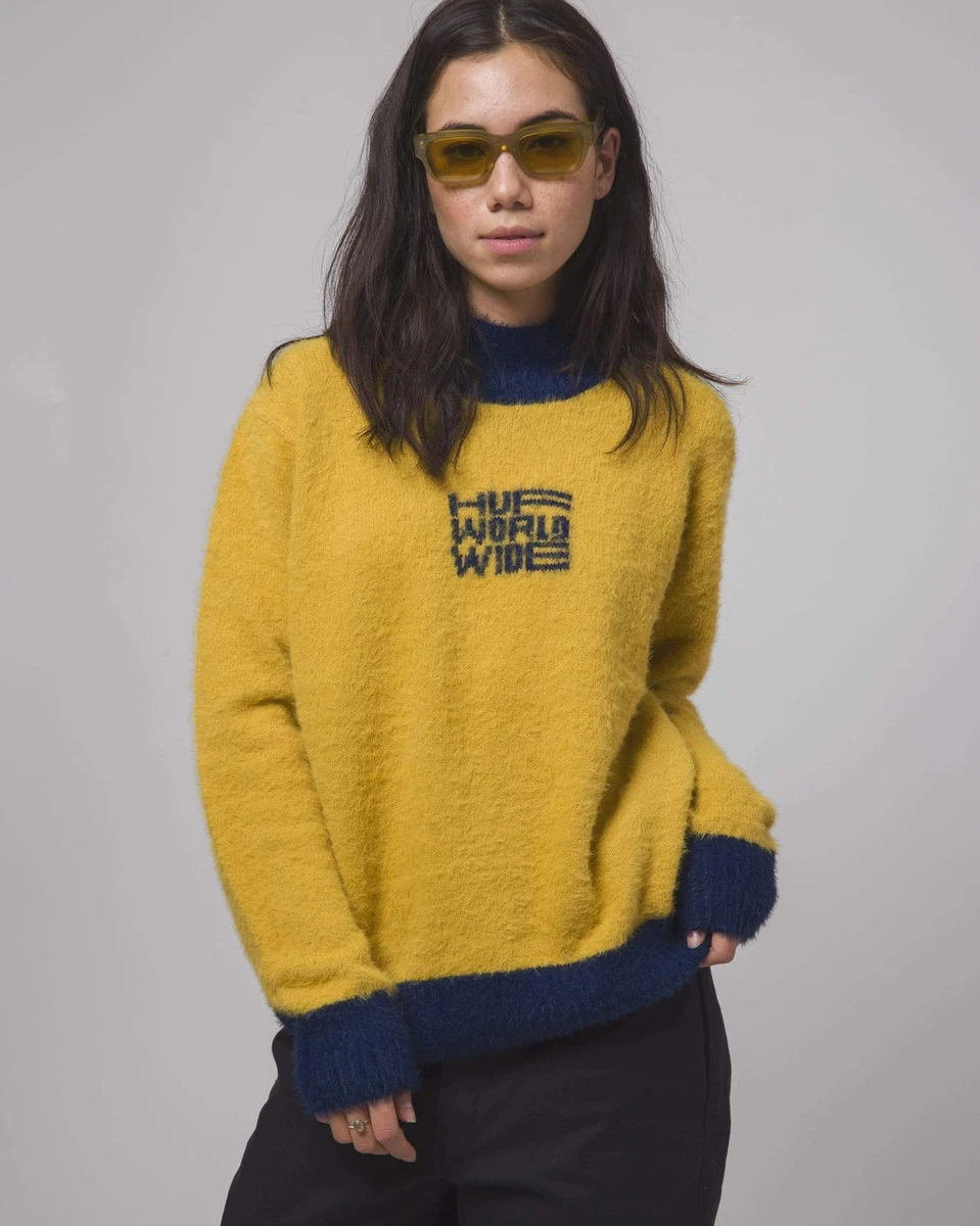 HUF Disorder Jacquard Knitted Sweater Women's Gold Navy Casual Lifestyle Top