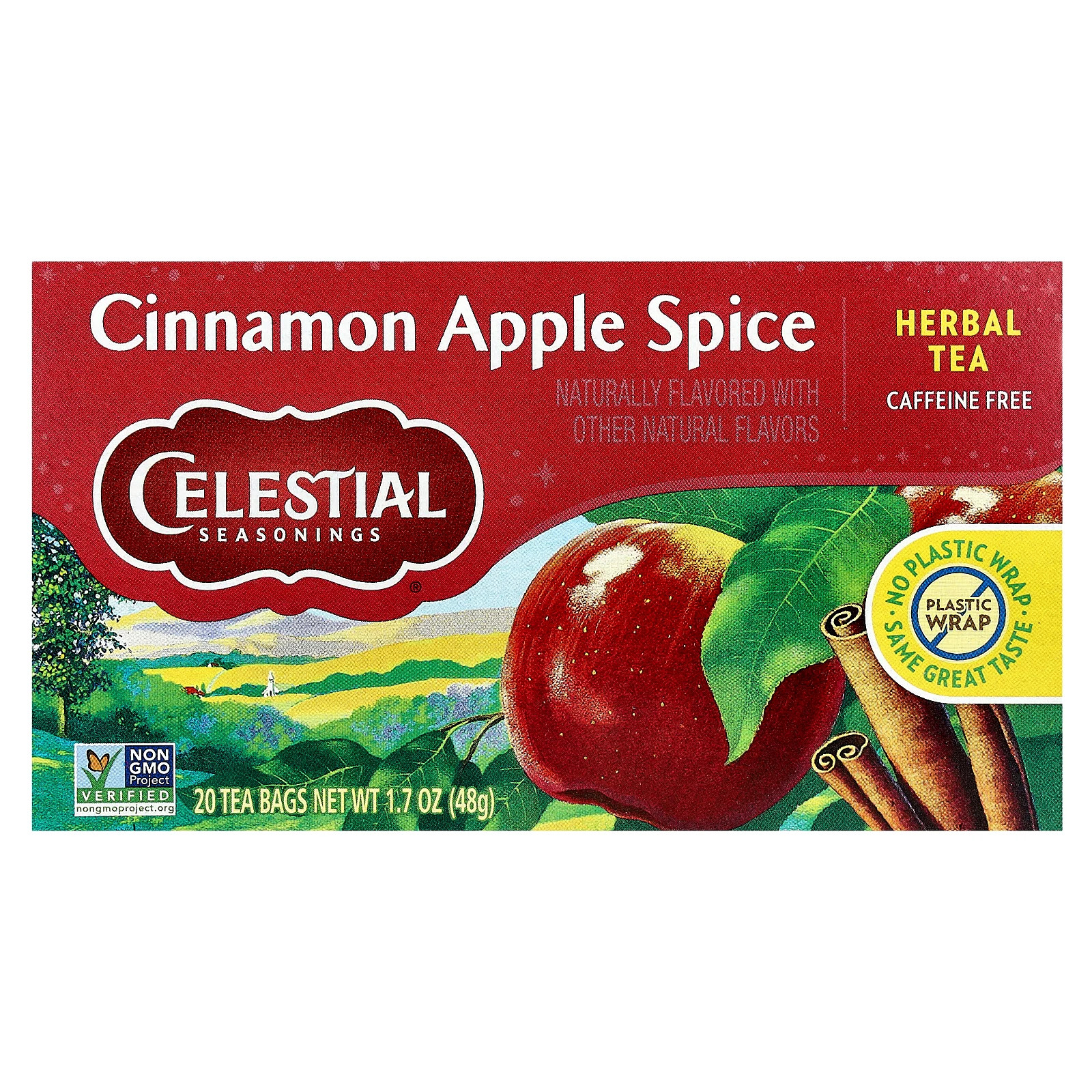 , Cinnamon Apple Spice, Caffeine Free, 20 Tea Bags, 1.7 Oz (48 G)
