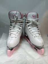 Soft Skate By Jackson Girls Sz 13J JUNIOR Ice Skates White Pink Ultimate Mark I