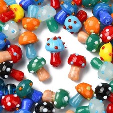 60Pcs Lampwork Mushroom Bead Glass Charms for Jewelry Making Bracelet Necklaces