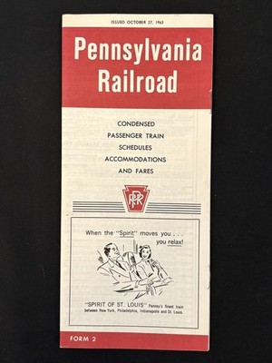 1963 Pennsylvania Railroad Fahrplan Eisenbahn Fahrplan Züge Preis Tarife Vintage