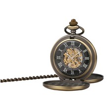 Portable Zinc Alloy Mechanical Vintage Pocket Watch Bronze Ideal Gift Men