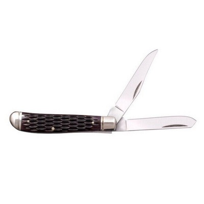 Cold Steel Mini Trapper Pocket Knife 8Cr13MoV Steel Blades Jigged Bone Handle