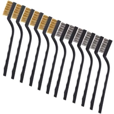Wire Scch Brush 12Pcs, Steel Brass Bristles, Welding Removal Tool