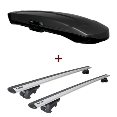 Dachbox Thule Vector Alpine + Dachträger Thule WingBar EVO für Hyundai Santamo 