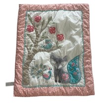 Levtex Baby Fiona Quilt Blanket Fox Owl Peacock Nursery Woodland Pink Teal