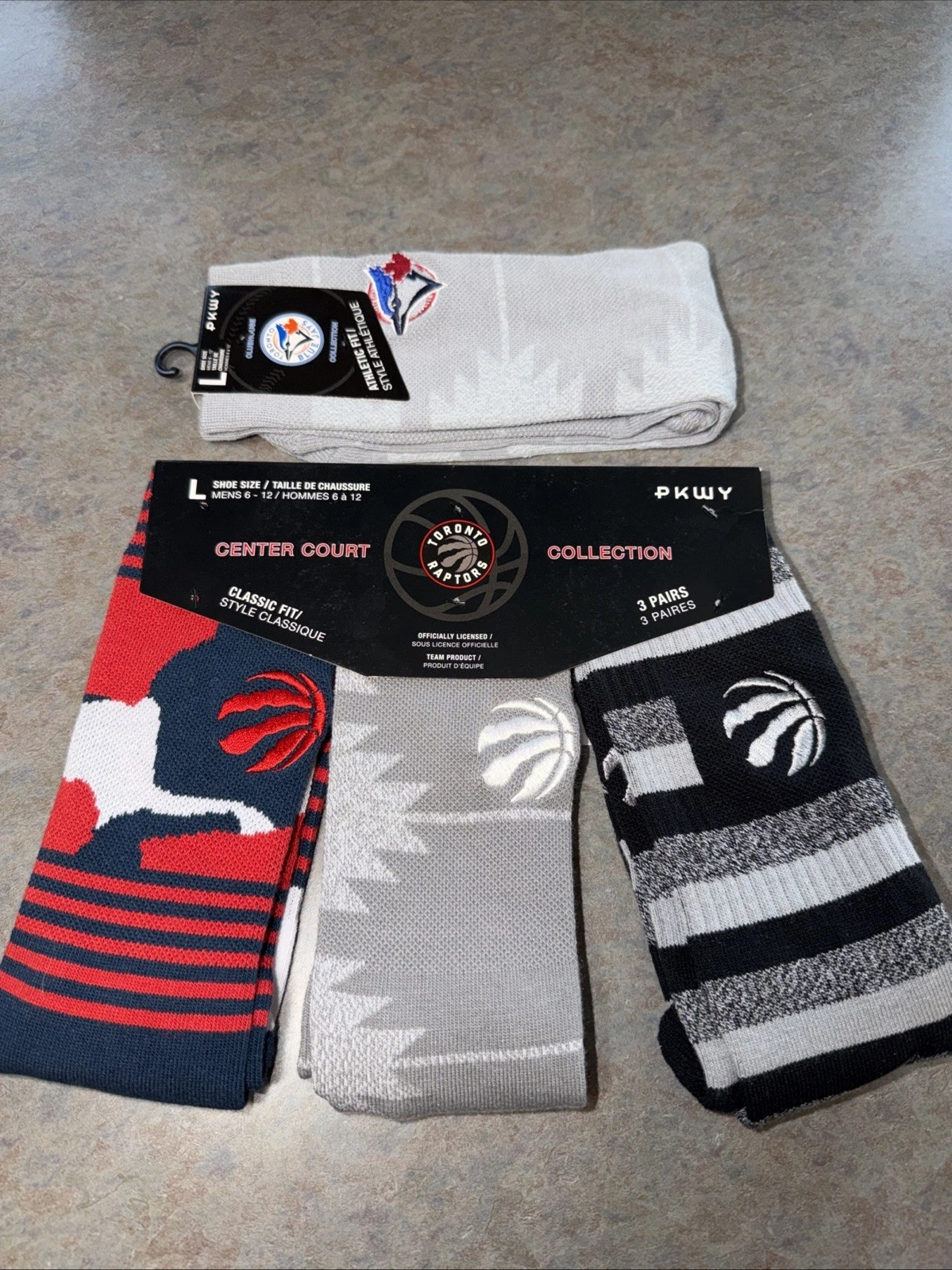 PKWY Center Court Men’s Sz L Toronto Raptors & Blue Jays Crew Socks Lot (4) Pair