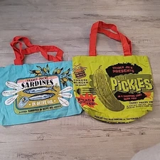 Trader Joes - 2 Reusable Bags  - Pickles  & Sardines  Canvas  