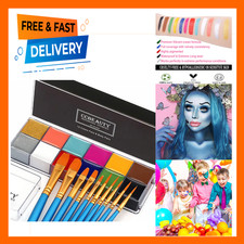Professional Face Paint Oil Palette 12 Colors Includes Brushes Halloween Art