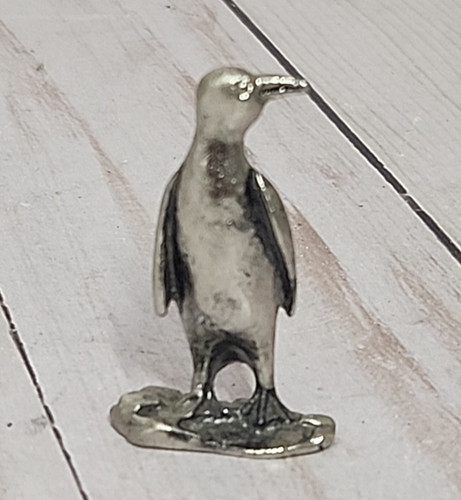 Vintage Pewter Metal Penguin Bird Miniature Figurine Thin Skinny