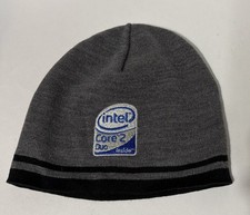 Y2K Intel Inside Core 2 Duo Employee Gray and Black Beanie Nerd Beanie Vintage