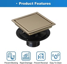 sourcing map 6 Inch Square Shower Floor Drain, 304 Stainless Steel Reversible Fl