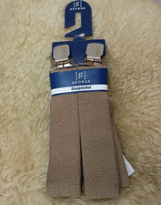 GEORGE BRAND SUSPENDERS WIDE HEAVY DUTY ADJUSTABLE KHAKI - BRAND NEW