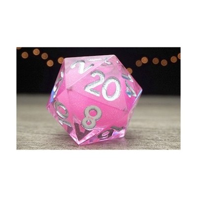 FanRoll Liquid Core Dice FanRoll/Metallic Dice Gam  Elixir d20 - Pink w/Si New