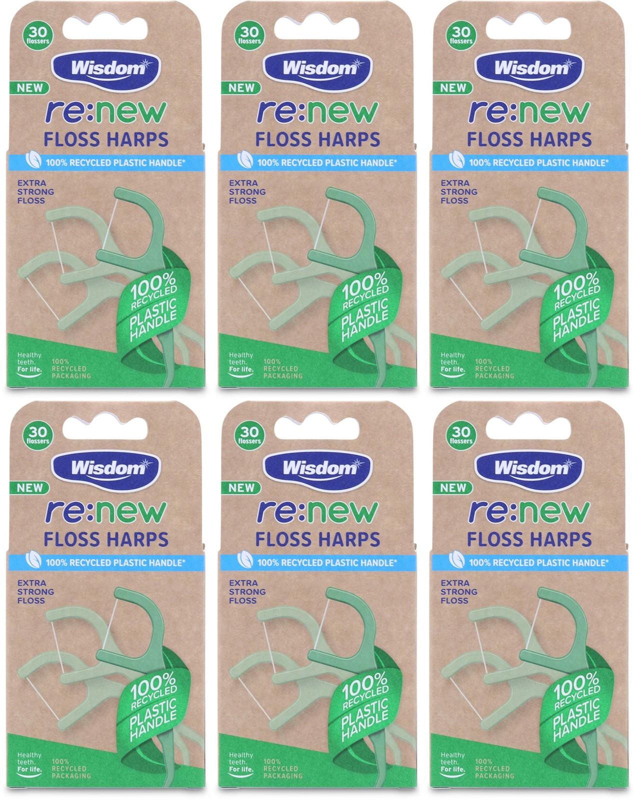 Wisdom Renew Floss Harps 30 Pack X 6