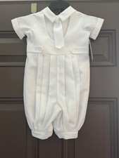 Little Things Mean A Lot Baby Boys White Romper Tie Hat Wedding Christening 18m