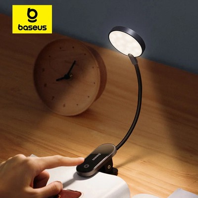 Baseus LED Clip Table Lamp Stepless Dimmable Wireless Desk Lamp Touch USB Rechar
