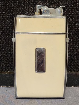 evans cigarette lighter Vintage 1940's Cream Enamel EVANS Cigarette Lighter / Case Combination