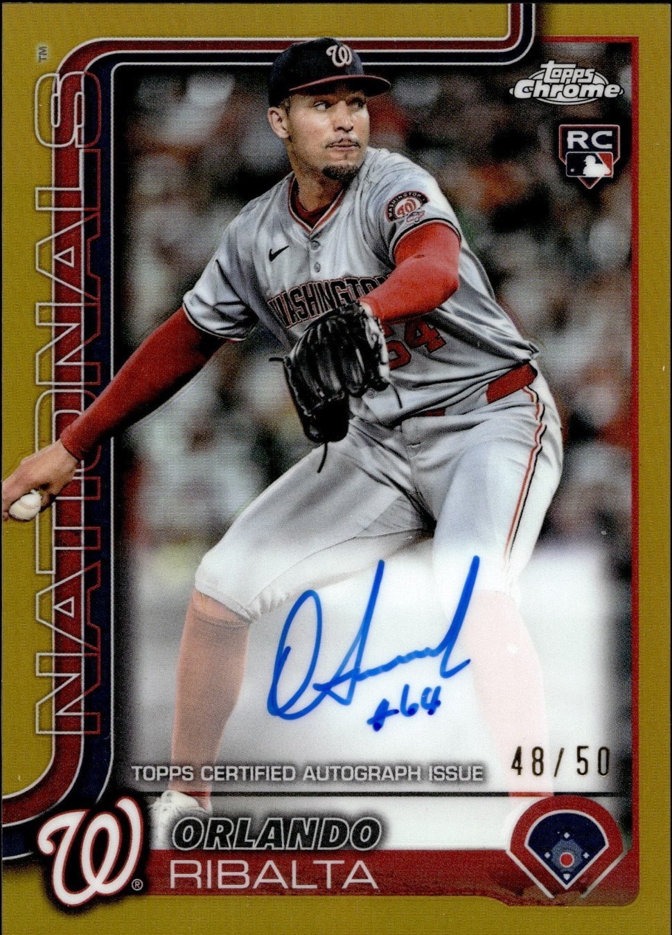 Orlando Ribalta 2025 Topps Chrome - Rookie Autographs Orlando Ribalta #RA-OR Gold ...