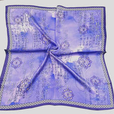 26"X26"Purple Handwriting Print Pure Mulberry Satin Silk12momme Scarf 65x65cm419