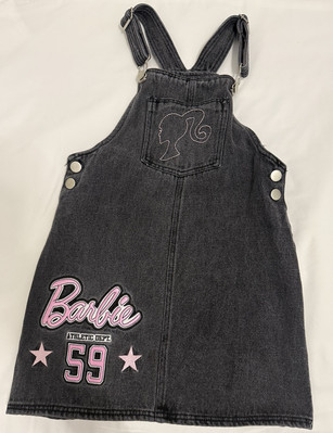 Primark Barbie Colection Overall Skirt Black jean /pink  for girl Size 4-5Yrs
