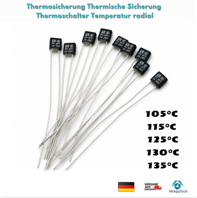 Thermosicherung  105°C  115° C 125°C 130°C  135°C  - 250V 2A Temperatursicherung