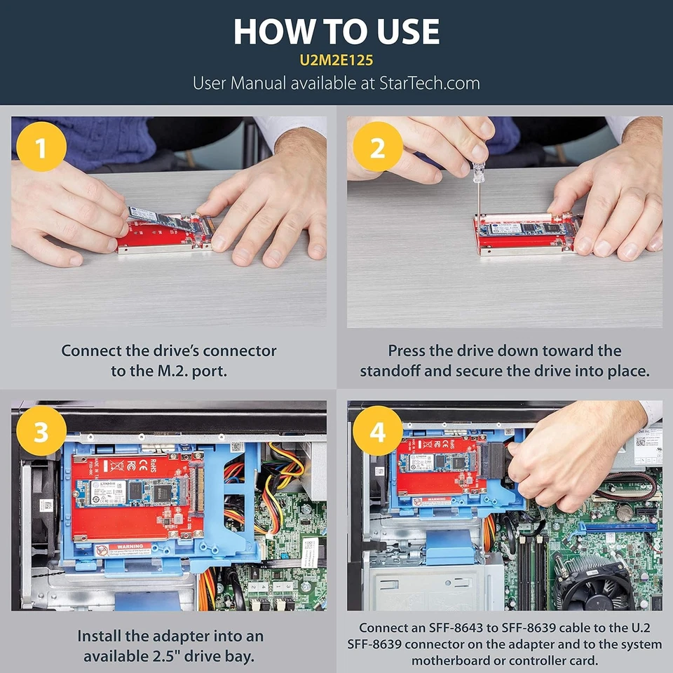 StarTech.com M.2. PCI-e NVMe to U.2 (SFF-8639) Adapter - Not Compatible with SAT - Image 4 of 4