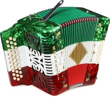 Rossetti 3112 31-key Diatonic Button Accordion - GCF, Mexican Flag