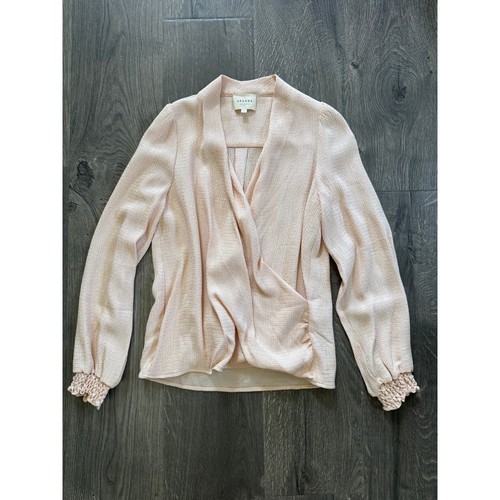 Sezane Abelia Blouse Size 34 US 2 Peach Textured Wrap Top NWOT