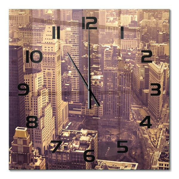 Wanduhr Glas-Wanduhr Aus Glas Manhattan New York Schwarze Zeiger 60X60 Cm-image