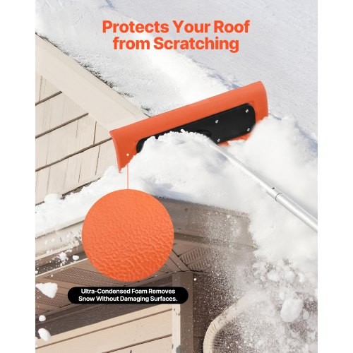 VEVOR Snow Roof Rake, 17.7 in Foam Blade, 7.3-18.4 ft Adjustable Roof Snow Scrap