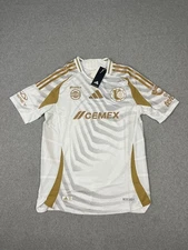 Tigres Tigers UANL 24/25 Third Soccer Jersey Mens M White Gold Authentic Adidas