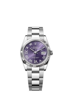 Rolex Datejust 36 NEW 2026 Aubergine Purple Diamond Roman Stainless Steel Oyster