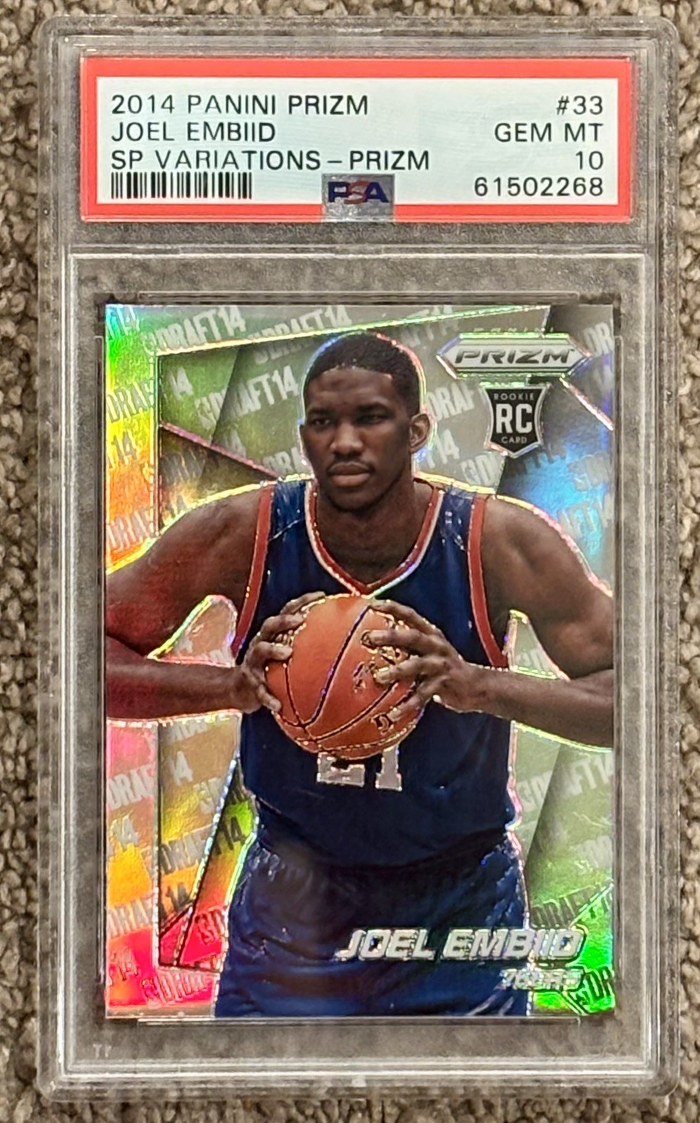 JOEL EMBIID RC PSA 10 GEM SILVER SP Rookie 2014 Panini PRIZM #33 Variation MVP