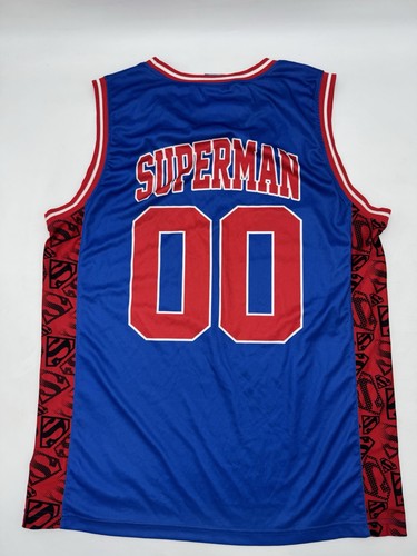 Superman Jersey Mens Extra Large Blue DC Comics Basketball 00 Tank Top Sports 2X - Picture 6 of 9