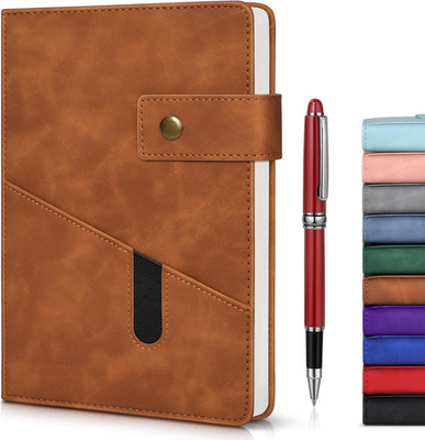 Brown A5 Lined Leather Journal Notebook for Men Women,5.9'' X 8.4'' Personalized H