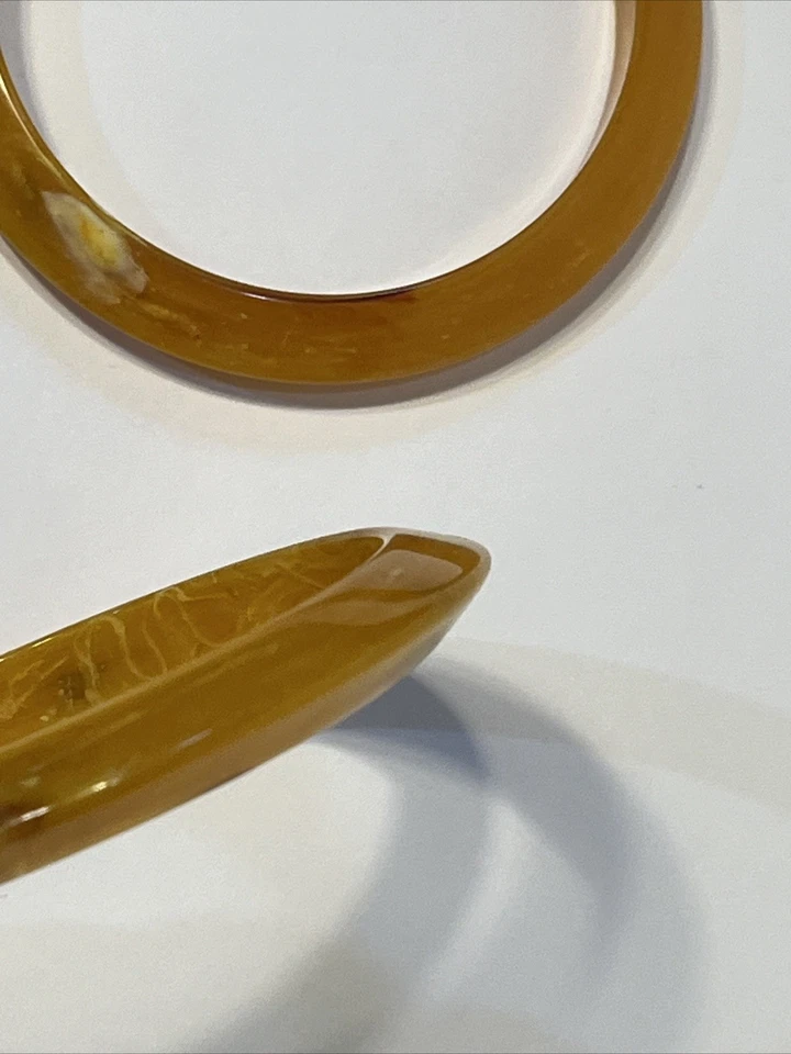 "2 pulseras brazalete vintage color caramelo jaspeado talla 7,8"" ámbar?" Baquelita Foto 4 de 4