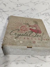 Federal Glass Company Snack Set Crystal Leaf MCM 4 cups 4 plates Original Box