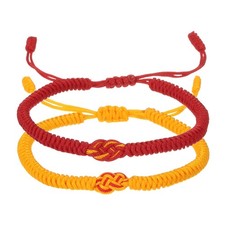 Matching Bracelets for Couple, 2pcs Yellow Red Knots Bracelets, Yello/Red