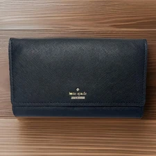 Kate Spade Cameron Street Alli Ladies Large Black Leather Long Wallet Purse 7x5”