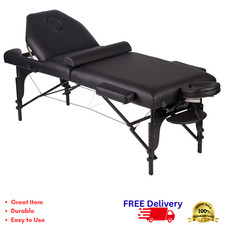 Tri-Fold Professional Massage Table 4" Extra Thick Foam Portable Tattoo Bed PU