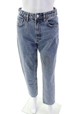 Zara Womens High Rise Medium Wash Straight Leg Jeans Blue Size 4
