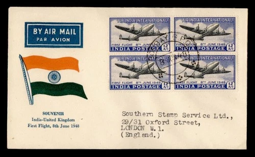 DR WHO 1948 INDIA FDC FIRST FLIGHT BOMBAY TO LONDON ENGLAND M80988