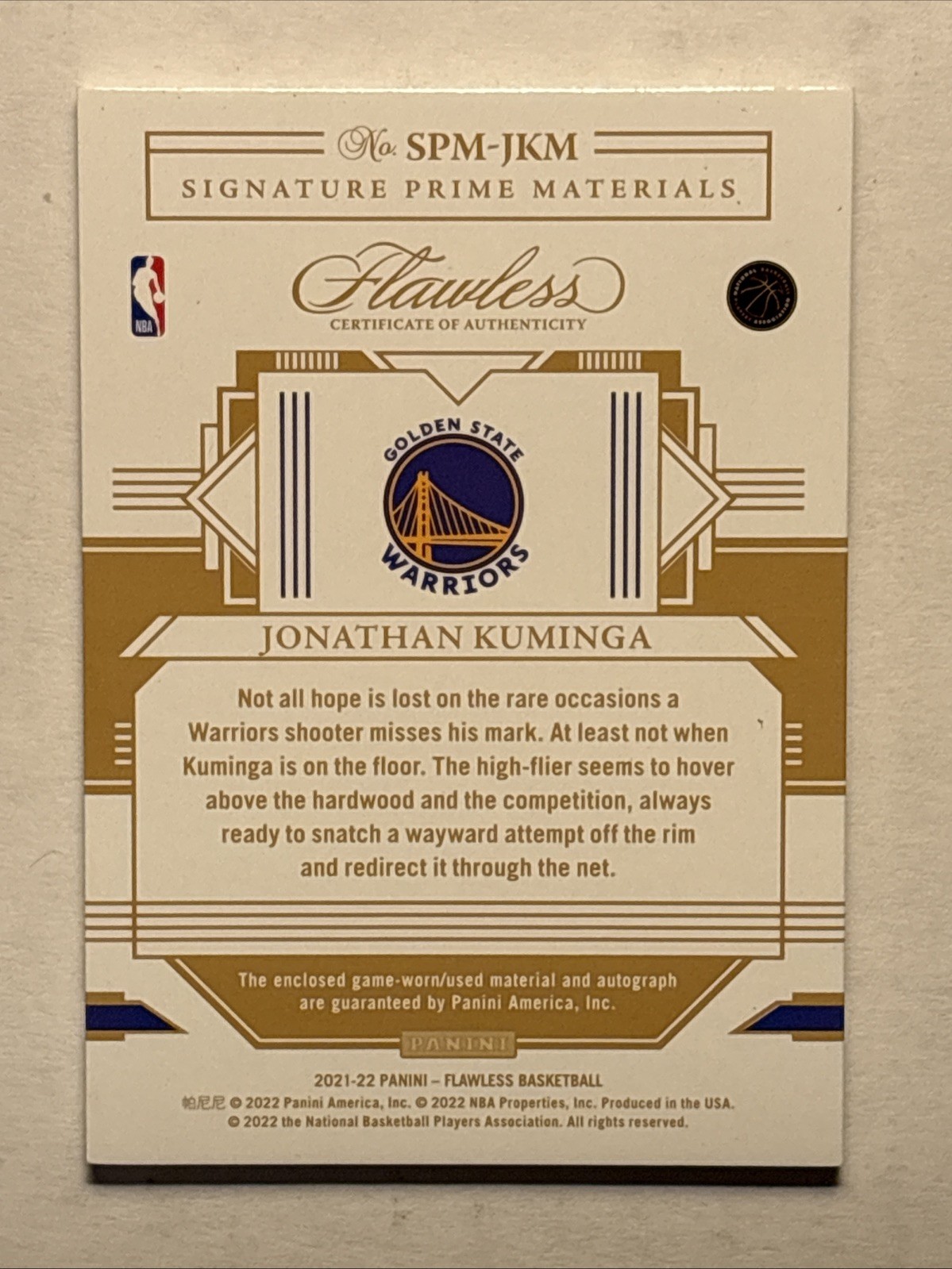 2021-22 Flawless SPM-JKM Signature Prime Patch Auto Ruby /15 Jonathan Kuminga view 2