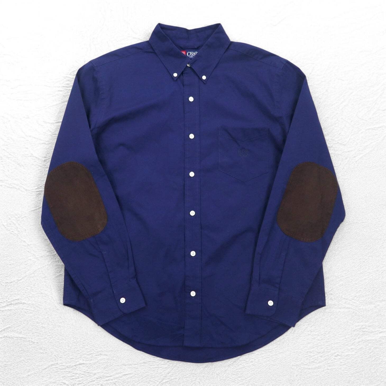 CHAPS button-down shirts L Navy elbow patch chest… - image 1