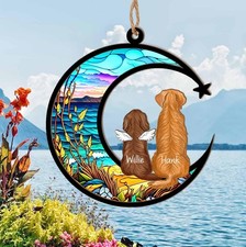 Personalized Dog Remembrance Suncatcher, Custom Pet Loss Memorial Window Decor
