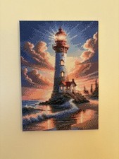 Finished Diamond Art Lighthouse Scene Picture