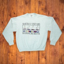 Vintage 90's Martha's Vineyard Massachusetts Sweatshirt XL Gray Crewneck