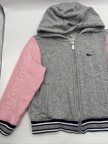 4 Years Old Girl Gray And Hoodie With Zip Lacoste Brand - Girl jacket With Zip - Picture 8 of 19