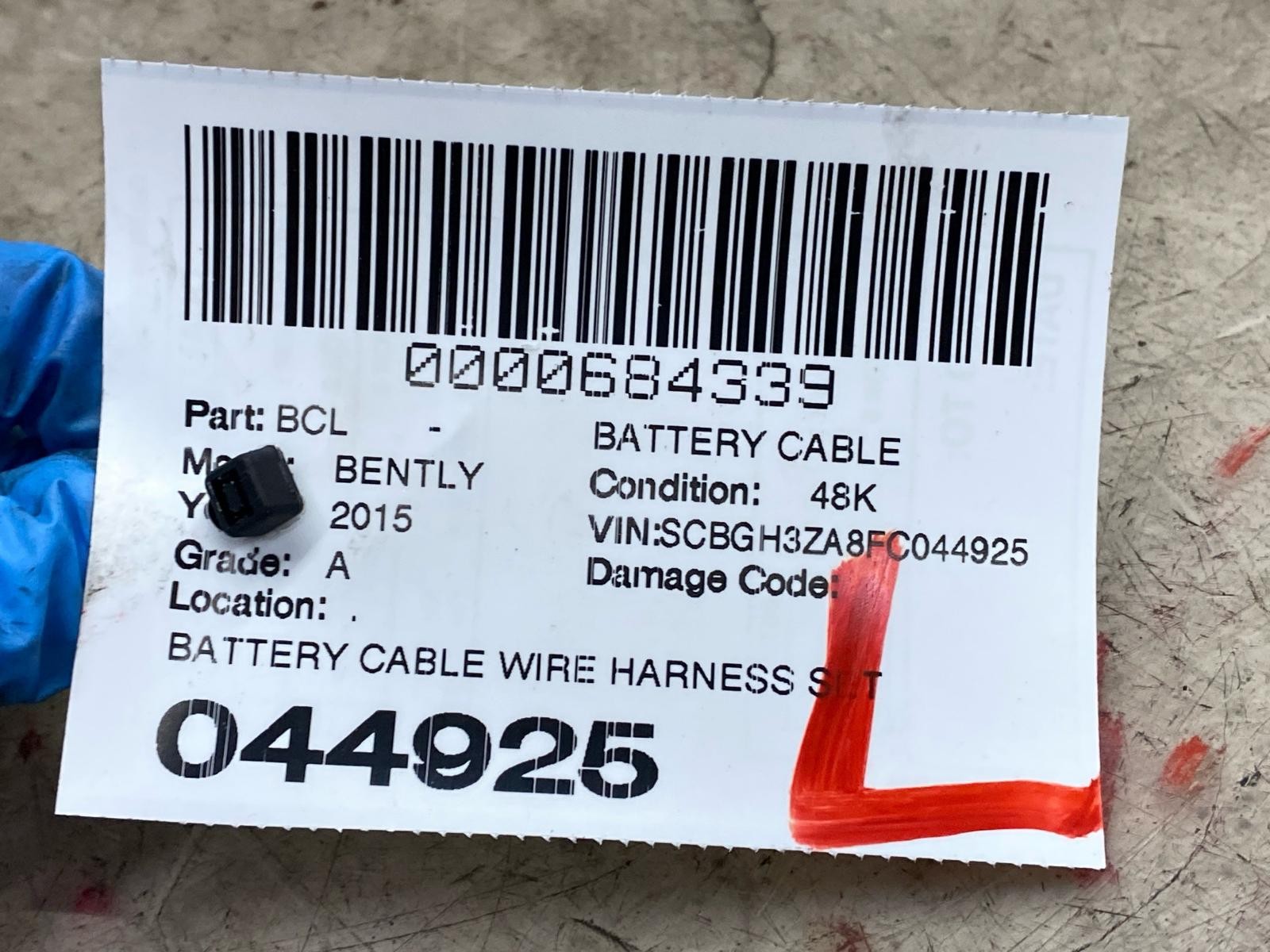 2015 BENTLEY CONTINENTAL BATTERY CABLE WIRE HARNESS SET W/ FUSE BLOCK 3W1971227D